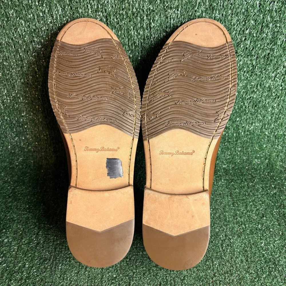 NEW Tommy Bahama Filip Tassel Leather Slip On Preppy Loafers Tan Brown Mens 13M